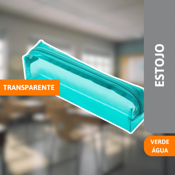 Estojo Transparente Quadrado Verde Água - BRW - Imagem 2