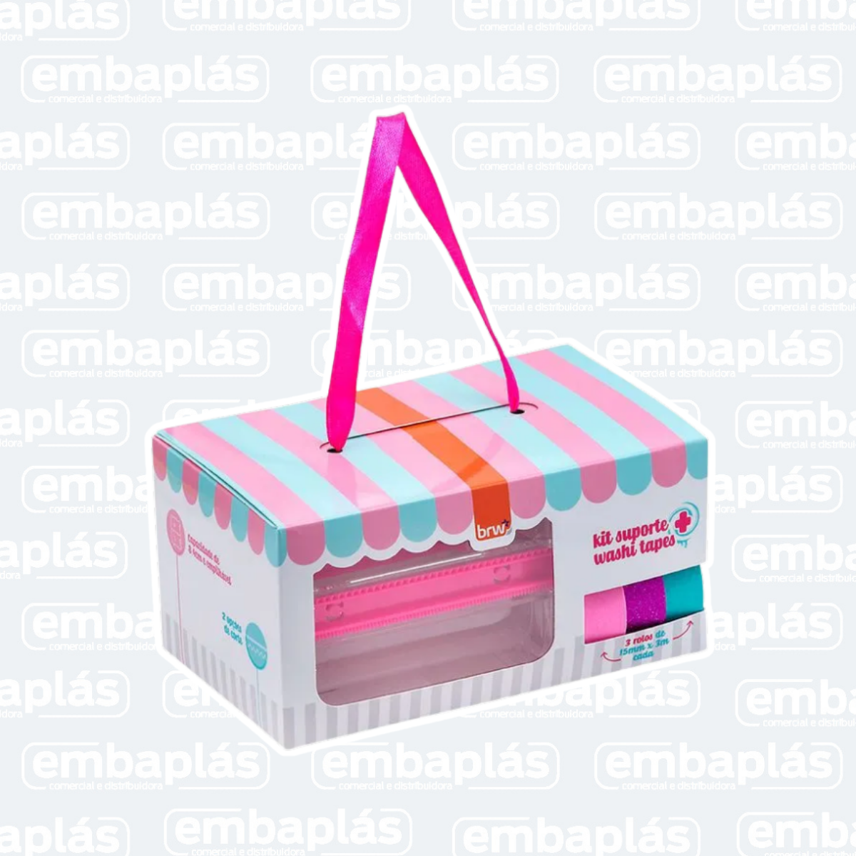 Kit Washi Tape E Suporte C/3 Fitas 15mmx3M Tutti Frutti - BRW