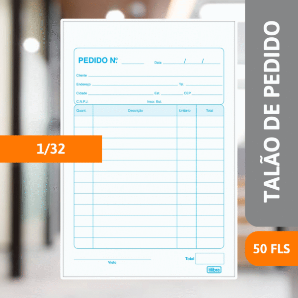 Talão De Pedido 1/32 1 Via 50 Fls - TILIBRA - Imagem 2