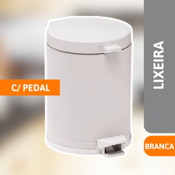 Lixeira C/ Pedal E Recipiente Plástico 15 Litros Branca - VIEL - Imagem 2