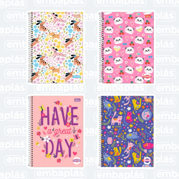 Caderno Universitário Capa Dura 16x1 256Fls Pepper Fem - TILIBRA