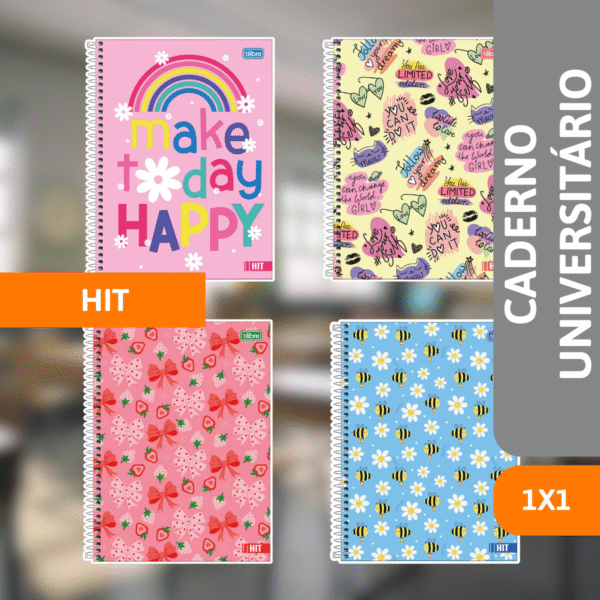 Caderno Universitário Capa Dura 1x1 80 Fls Hit Fem - TILIBRA - Imagem 2