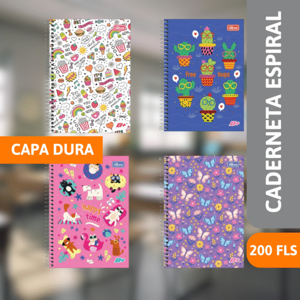 Caderno Capa Dura Espiral 1/4 200 Fls D+ Fem - TILIBRA - Imagem 2