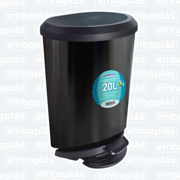 Lixeira C/ Pedal 20 Litros Preta - ARQPLAST