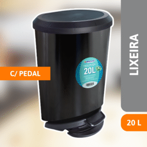 Lixeira C/ Pedal 20 Litros Preta - ARQPLAST