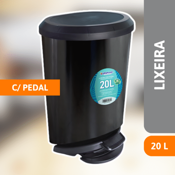 Lixeira C/ Pedal 20 Litros Preta - ARQPLAST - Imagem 2