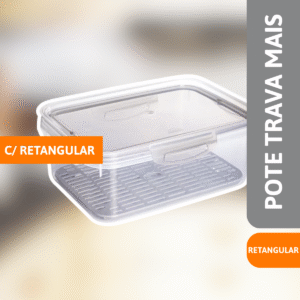 Pote Trava Mais Retangular 2,6 Litros C/ Escorredor - PLASÚTIL