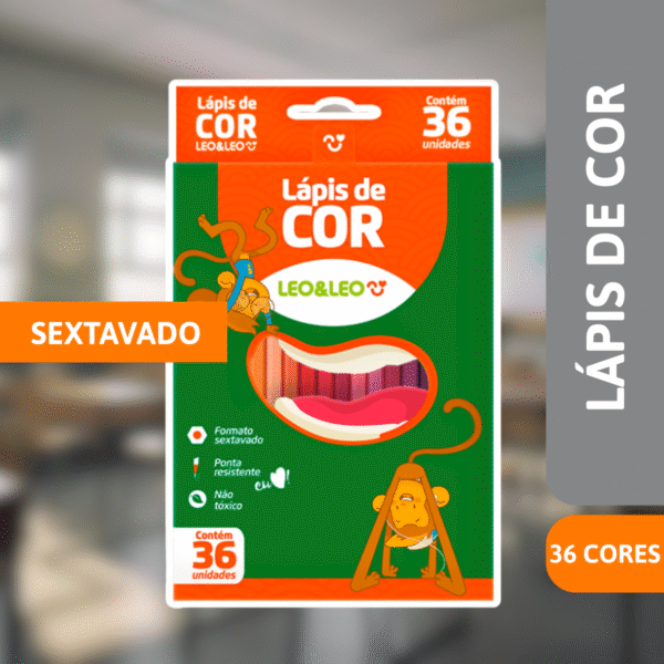 Lápis De Cor 36 Cores Resina Sextavado - LEONORA - Imagem 2