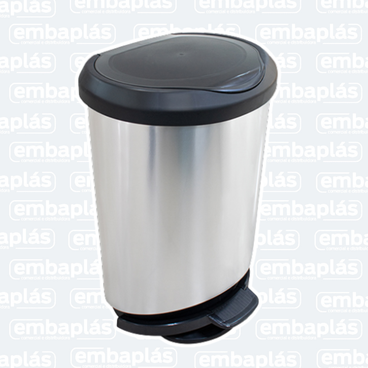Lixeira C/ Pedal E Borda 45 Litros Label Inox - ARQPLAST