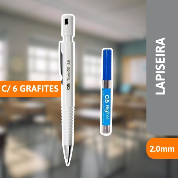 Lapiseira 2.0mm Com 6 Grafites Branca -BRW - Imagem 2