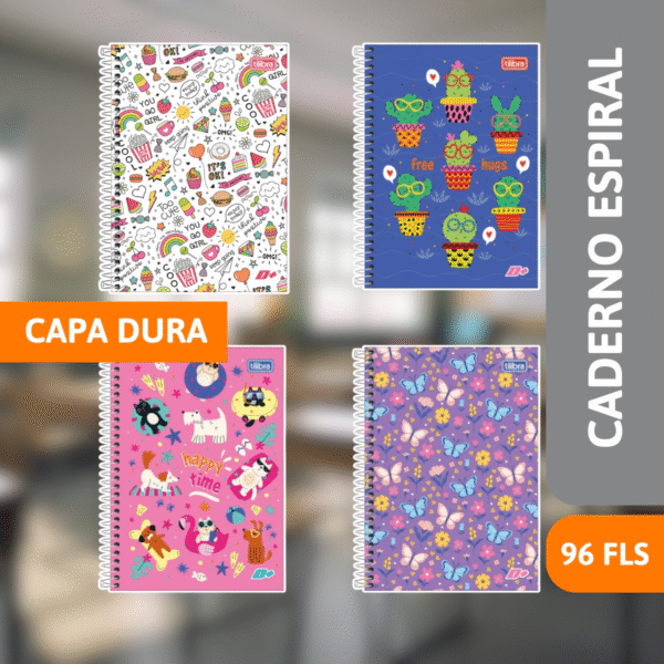 Caderno Capa Dura Espiral 1/4 96 Fls D+ Fem - TILIBRA - Imagem 2
