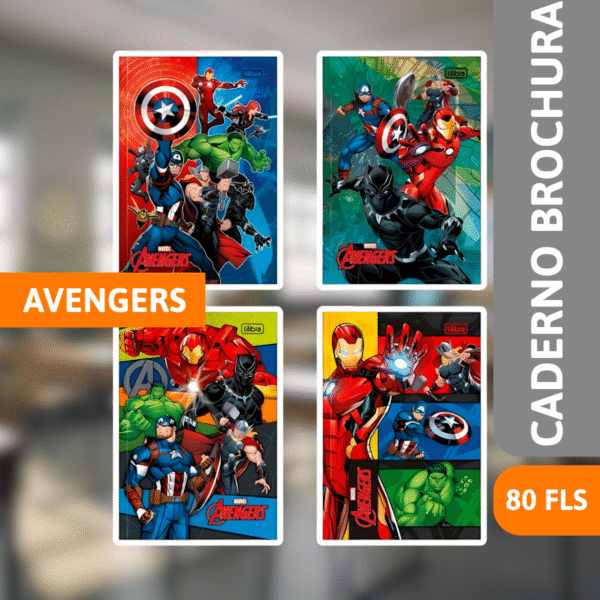 Caderno Brochura Capa Dura 80 Fls Avengers Asb - TILIBRA - Imagem 2