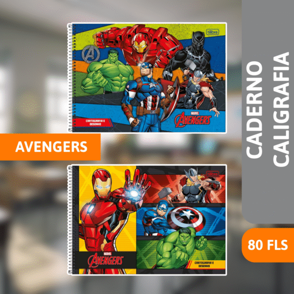 Caderno Cartografia Capa Dura 80 Fls Avengers - TILIBRA - Imagem 2