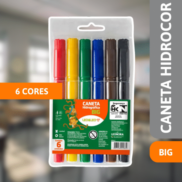 Canetinha Hidrocor Big C/ 6 Cores - LEONORA - Imagem 2