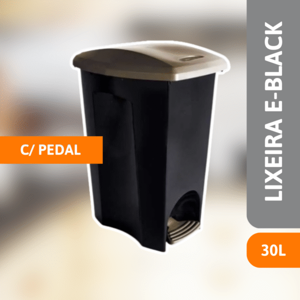 Lixeira E-Black C/ Pedal 30 Lts - PLASÚTIL - Imagem 2