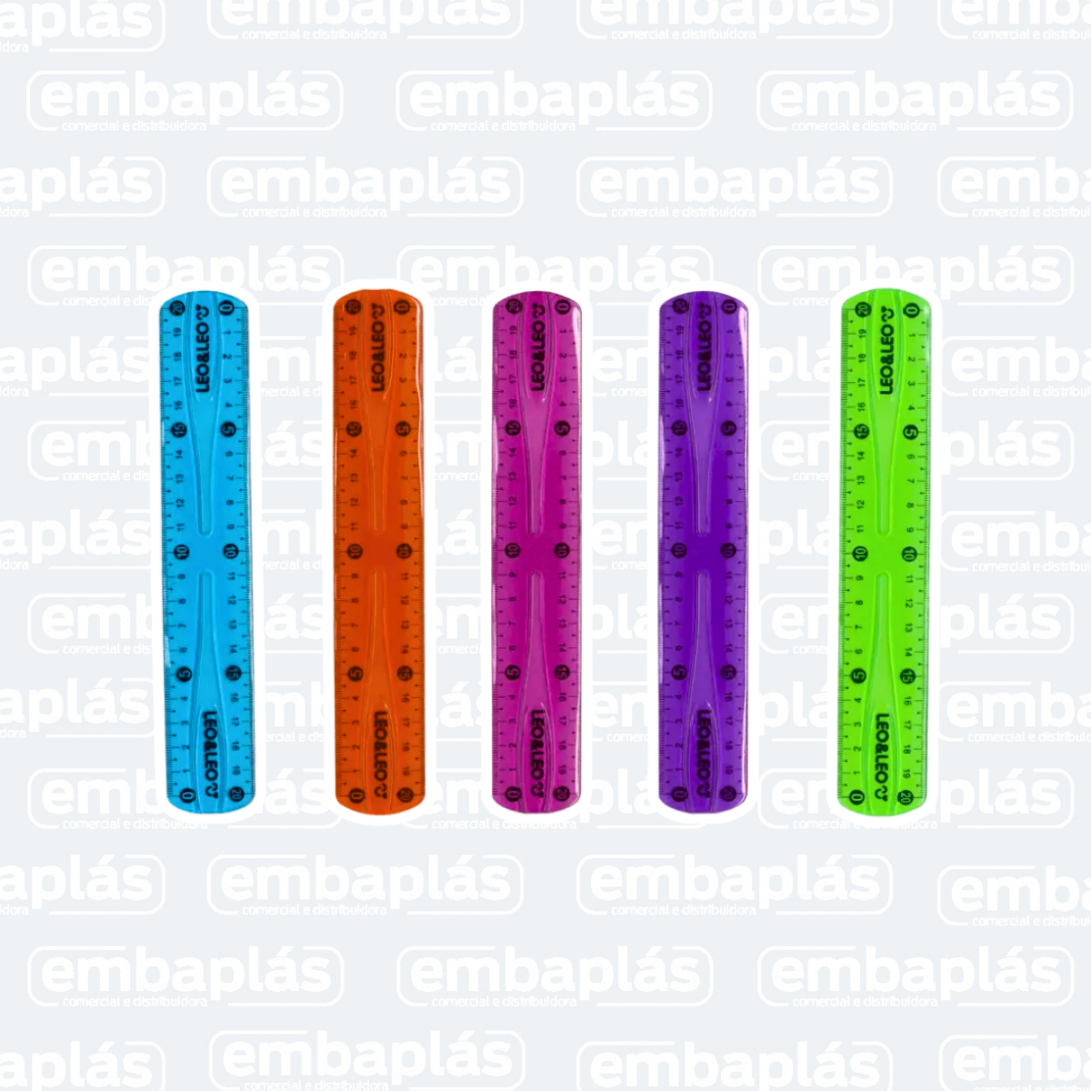 Régua Plástica Flexivel 20cm Cores Color - LEONORA