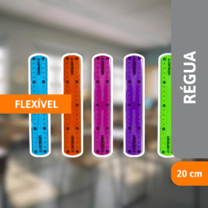 Régua Plástica Flexivel 20cm Cores Color - LEONORA