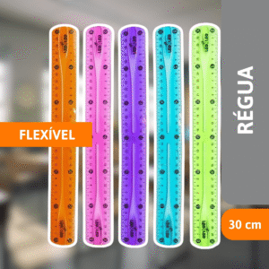 Régua Plástico Flexível 30cm Color - LEONORA