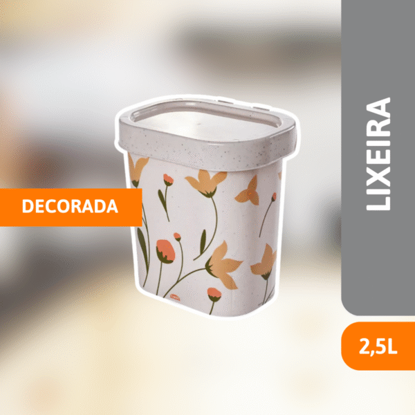 Lixeira Compacta Pia Decorada 2,5 Lts - PLASÚTIL - Imagem 2