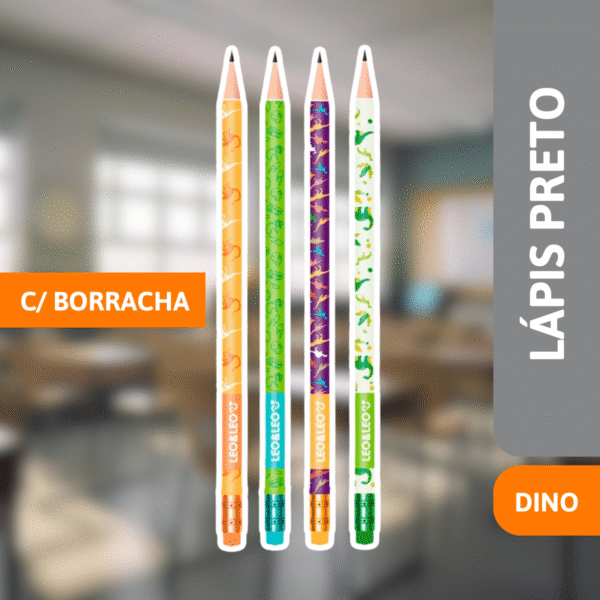 Lápis Preto Redondo C/ Borracha Dino - LEONORA - Imagem 2