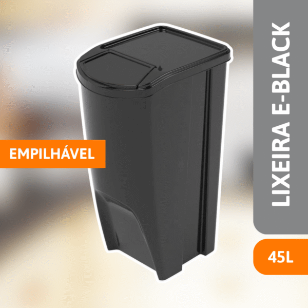 Lixeira Empilhável E-Black 45 Litros - PLASÚTIL - Imagem 2