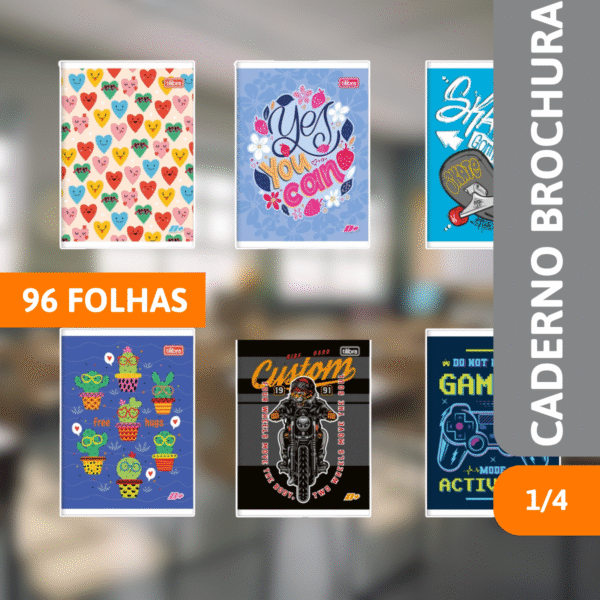 Caderno Brochura Capa Dura 1/4 96 Fls Estampado - TILIBRA - Imagem 2