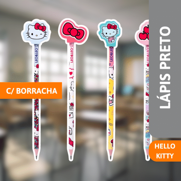 Lápis Preto Com Borracha Na Ponta Hello Kitty - LEONORA - Imagem 2