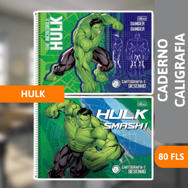 Caderno Cartografia Capa Dura 80 Fls Hulk - TILIBRA - Imagem 2