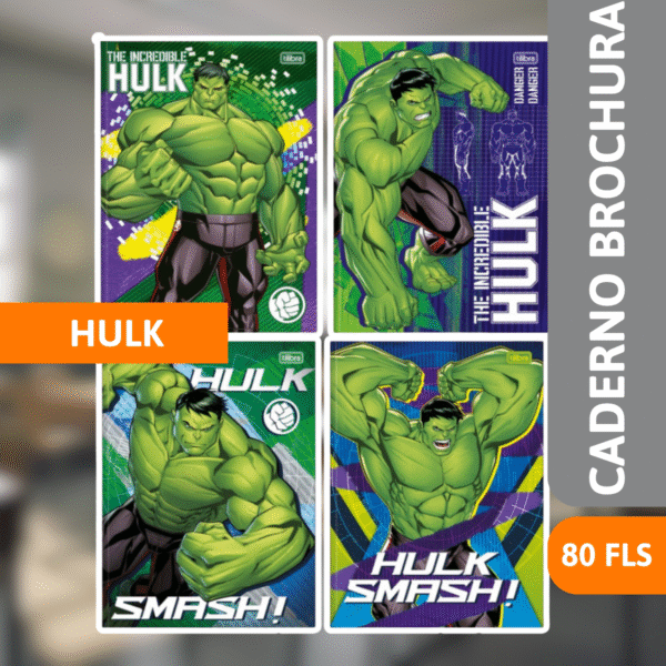 Caderno Brochura Capa Dura 80 Fls Hulk - TILIBRA - Imagem 2