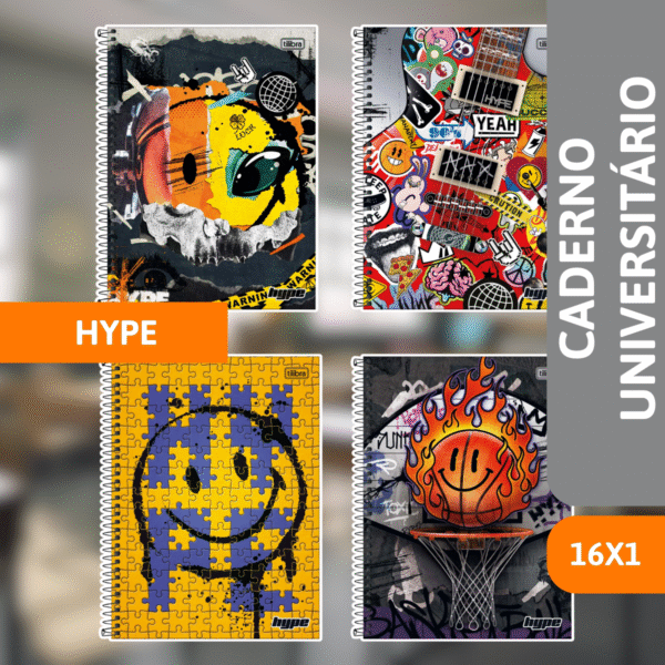 Caderno Universitário Capa Dura 16x1 256Fls Hype - TILIBRA - Imagem 2