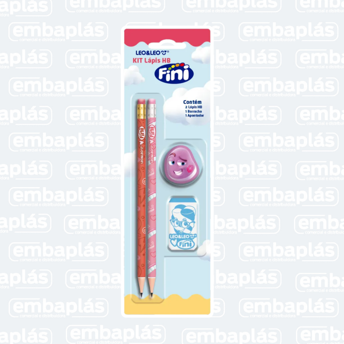 Kit Lápis HB Fini 2 Lápis + Apontador + Borracha - LEONORA
