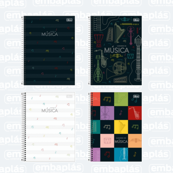 Caderno Universitário Capa Dura musica 80 Fls - TILIBRA