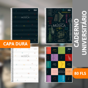 Caderno Universitário Capa Dura musica 80 Fls - TILIBRA