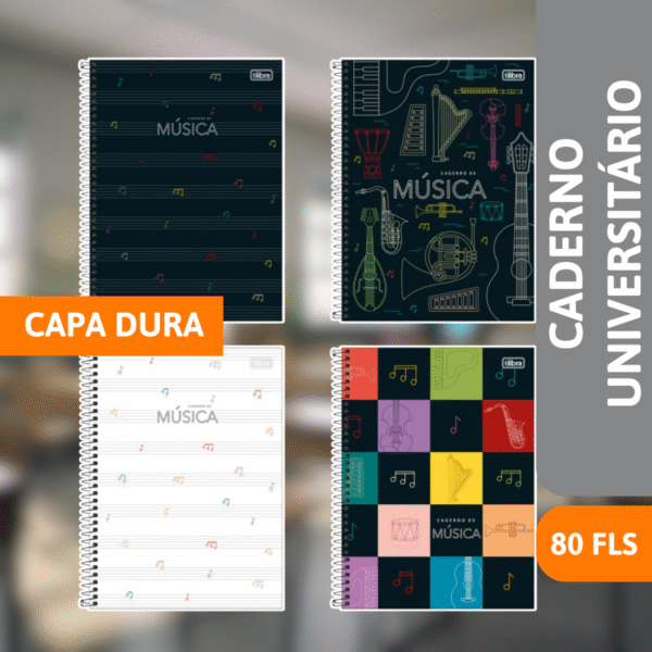 Caderno Universitário Capa Dura musica 80 Fls - TILIBRA - Imagem 2