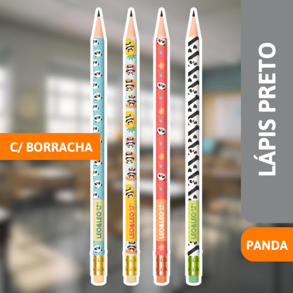 Lápis Preto Redondo C/ Borracha Panda - LEONORA - Imagem 2