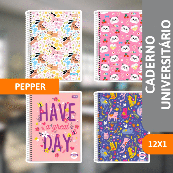 Caderno Universitário Capa Dura 12x1 192Fls Pepper Fem - TILIBRA - Imagem 2