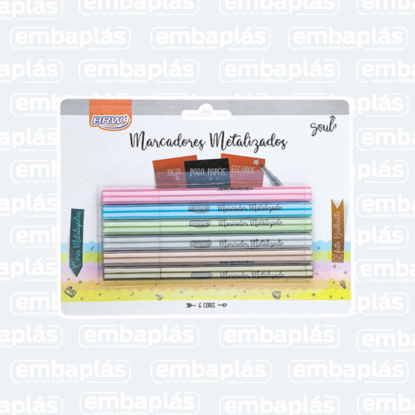 Marcador Ponta Fina Metalizada C/ 6 Unid - BRW