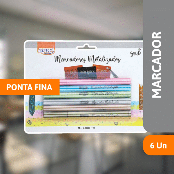 Marcador Ponta Fina Metalizada C/ 6 Unid - BRW - Imagem 2