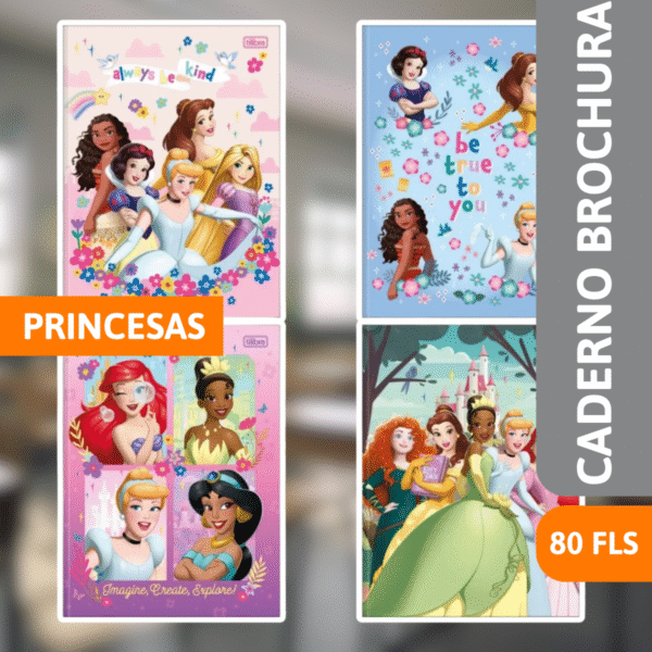 Caderno Brochura Capa Dura 80 Fls Princesas - TILIBRA - Imagem 2
