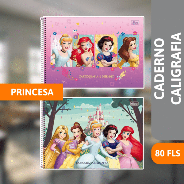 Caderno Cartografia Capa Dura 80Fls Princesa - TILIBRA - Imagem 2
