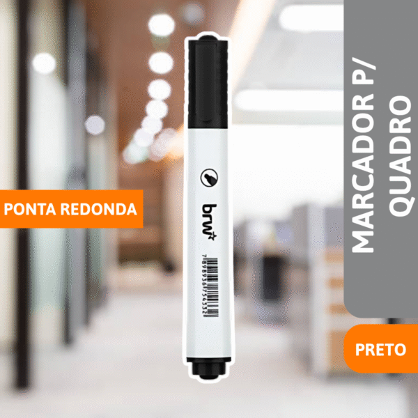 Marcador P/ Quadro Branco Ponta Redonda Preto - BRW - Imagem 2