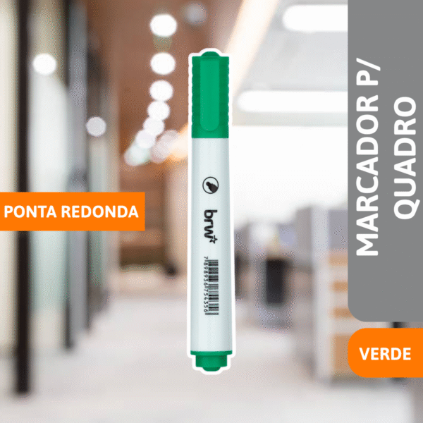 Marcador P/ Quadro Branco Ponta Redonda Verde - BRW - Imagem 2