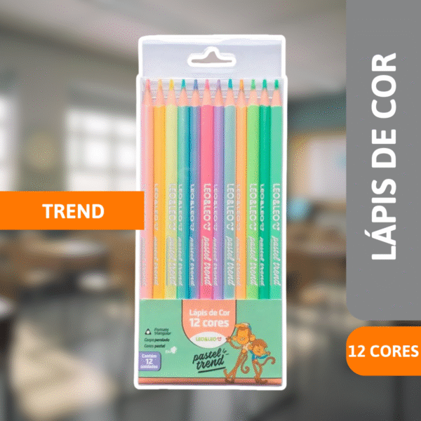 Lápis De Cor 12 Cores Pastel Trend - LEONORA - Imagem 2