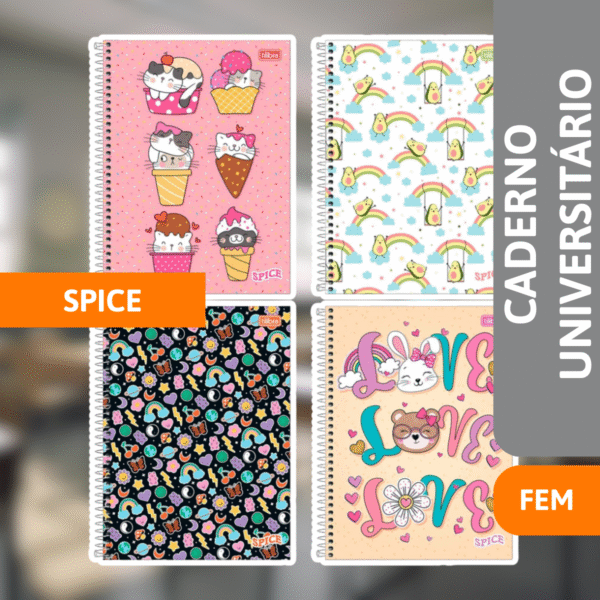 Caderno Universitário Capa Dura 1x1 80 Fls Spice Fem - TILIBRA - Imagem 2
