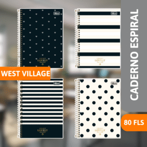 Caderno Espiral Capa Dura 1/4 80 Fls West Village - TILIBRA