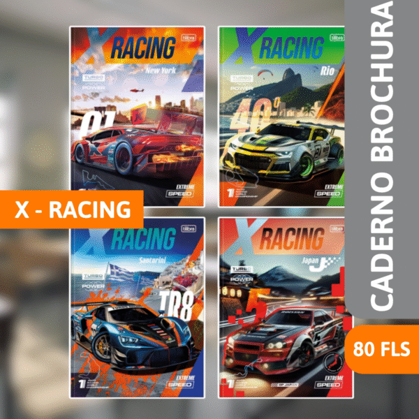 Caderno Brochura Capa Dura 80 X-Racing - TILIBRA - Imagem 2