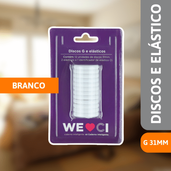 Discos + Elástico Branco G 31mm - NOVITATE - Imagem 2