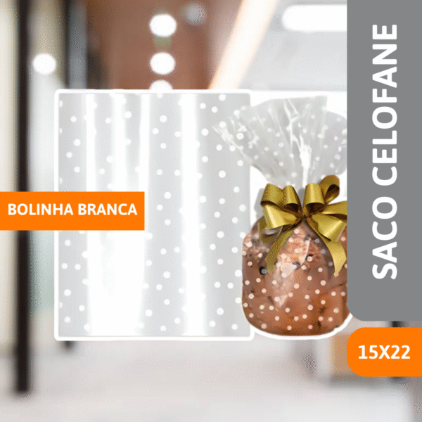 Saco Celofane Bolinha Branca 15x22 - VMP - Imagem 2