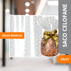 Saco Celofane Bolinha Branca 10x15 - VMP
