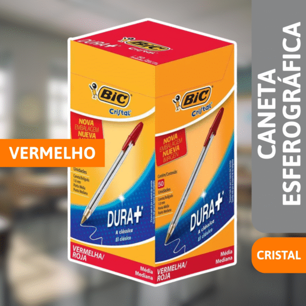 Caneta Esferográfica Cristal Vermelha C/ 50 Un - BIC - Imagem 2